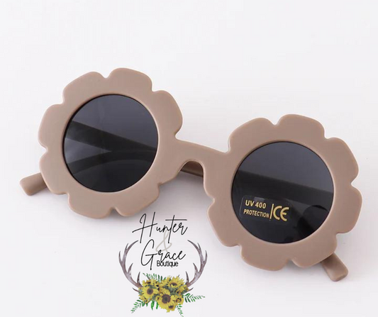 Kids Retro Flower Sunglasses- Coffee