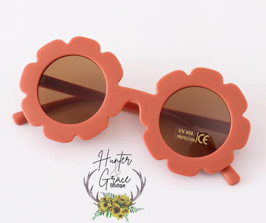 Kids Retro Flower Sunglasses- Burnt Orange