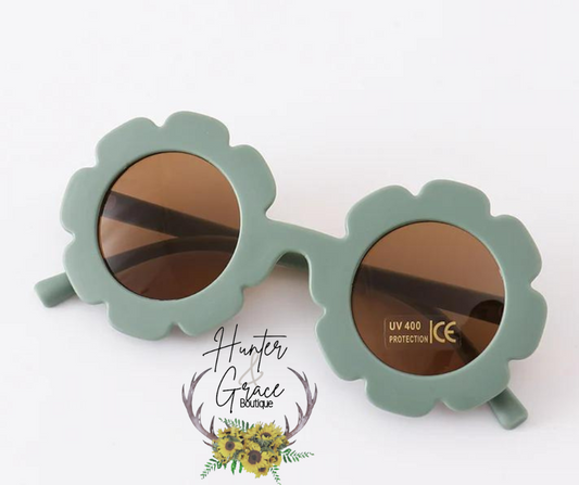 Kids Retro Flower Sunglasses- Sage