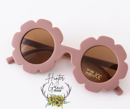 Kids Retro Flower Sunglasses- Blush