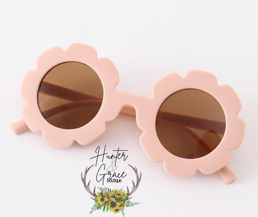 Kids Retro Flower Sunglasses- Peachy Pink