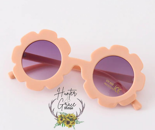 Kids Retro Flower Sunglasses- Peach