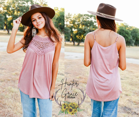 The Undeniable Crochet Tank- Pink