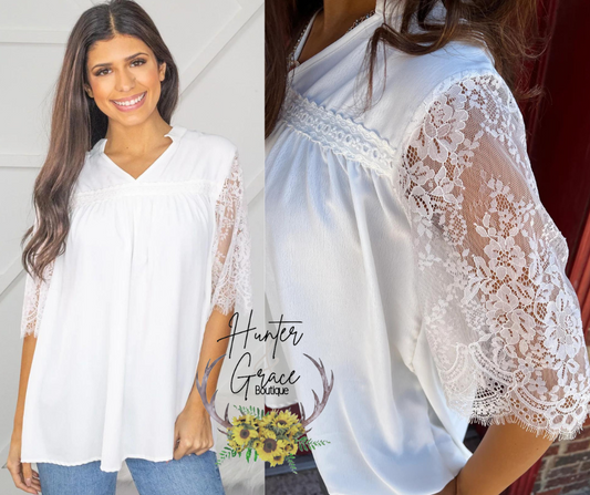 Pleasant Surprise Blouse- White