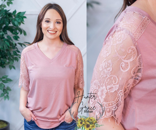 Montana Moon Lace Top- Pink