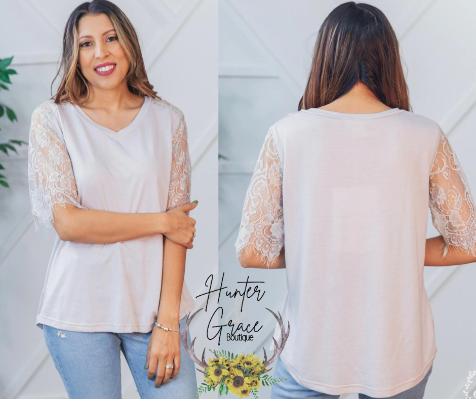 Montana Moon Lace Top- Grey