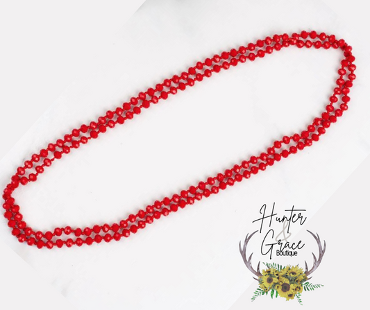 The Essential 60" Double Wrap Necklace-RED