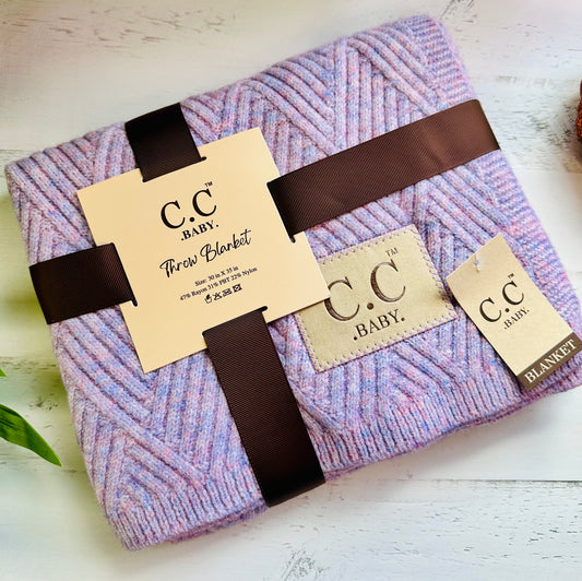 Baby Throw Blanket - Diagonal Basketweave (Lavender)