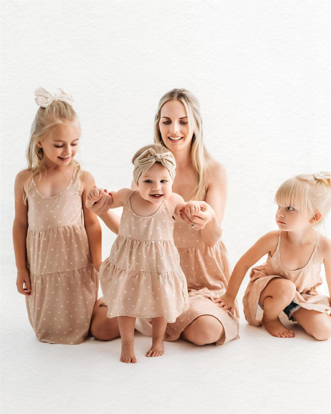 Jessica Layered Sun Dress- Tan Hearts