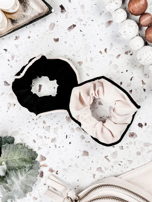Neutral Duo Scrunchies- Black