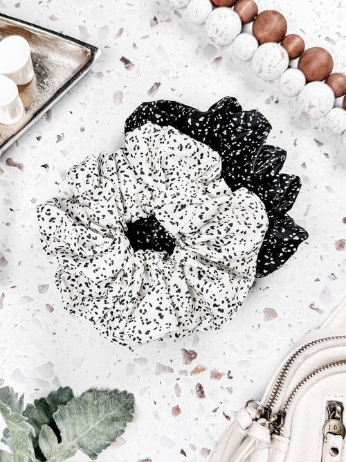 Dashed Duo Scrunchie- Black/Ivory