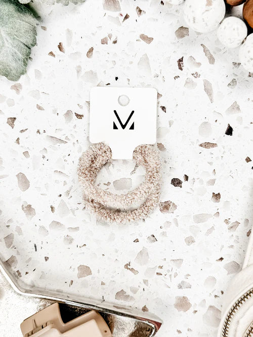 Fuzzy Duo Hair Tie Set- Cream