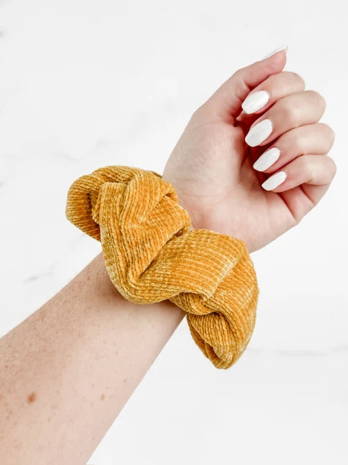 Chenille Jumbo Scrunchie- MUSTARD