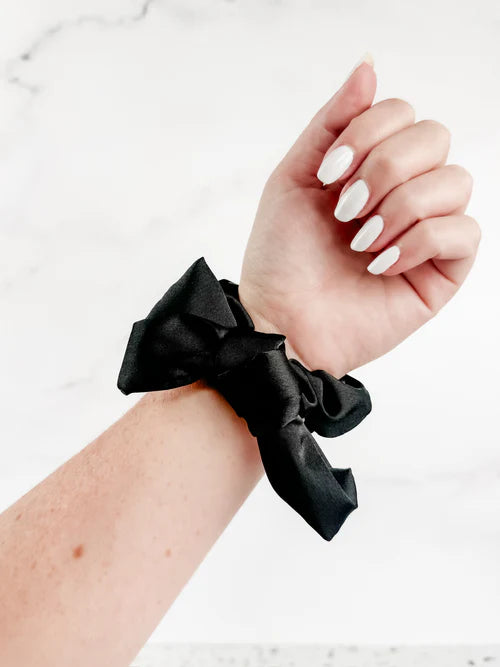 Satin Bow Scrunchie- Black