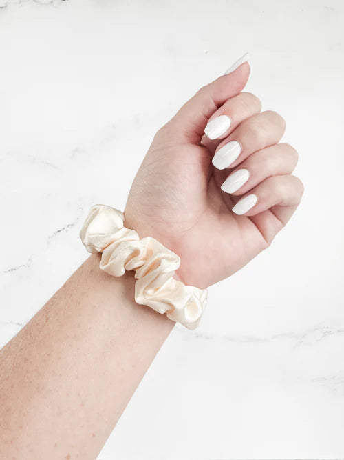 Satin Neutral Trio Scrunchies- Cream-Brown-Black