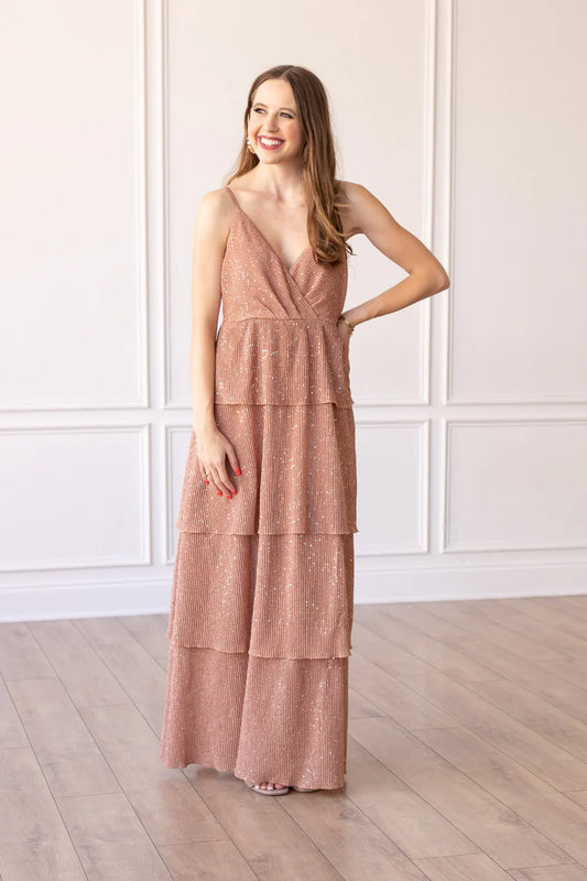 Blushing Layered Maxi Dress