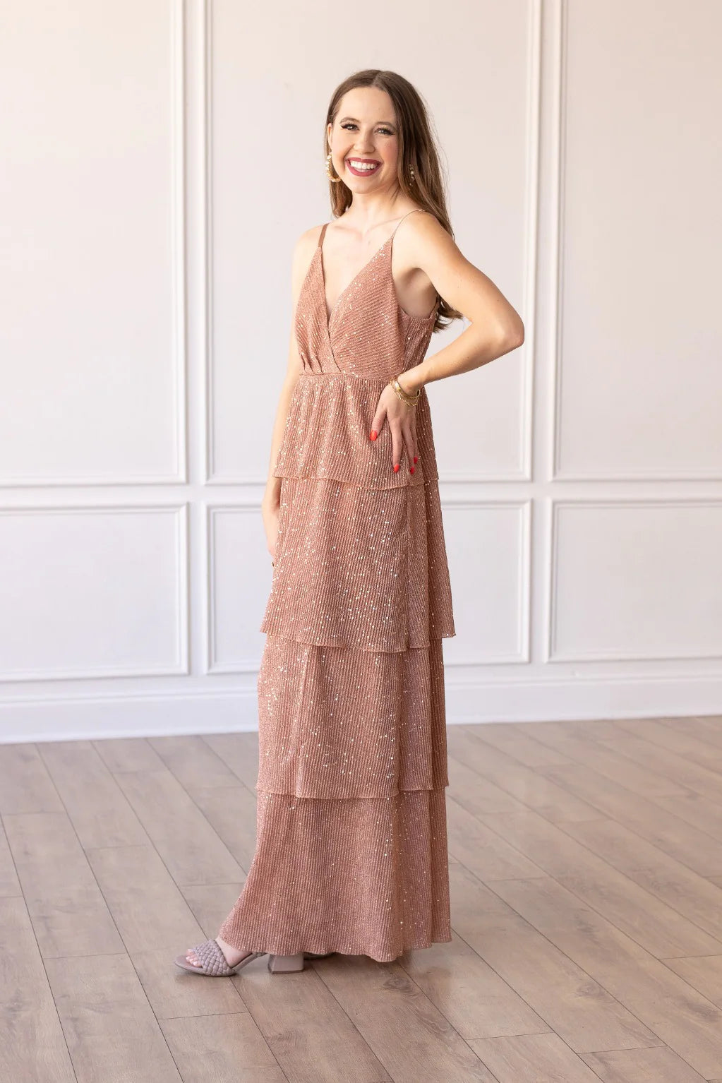 Blushing Layered Maxi Dress