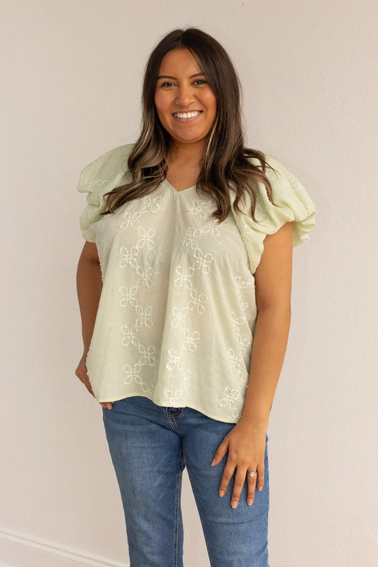 Peace Mint Embroidered Blouse