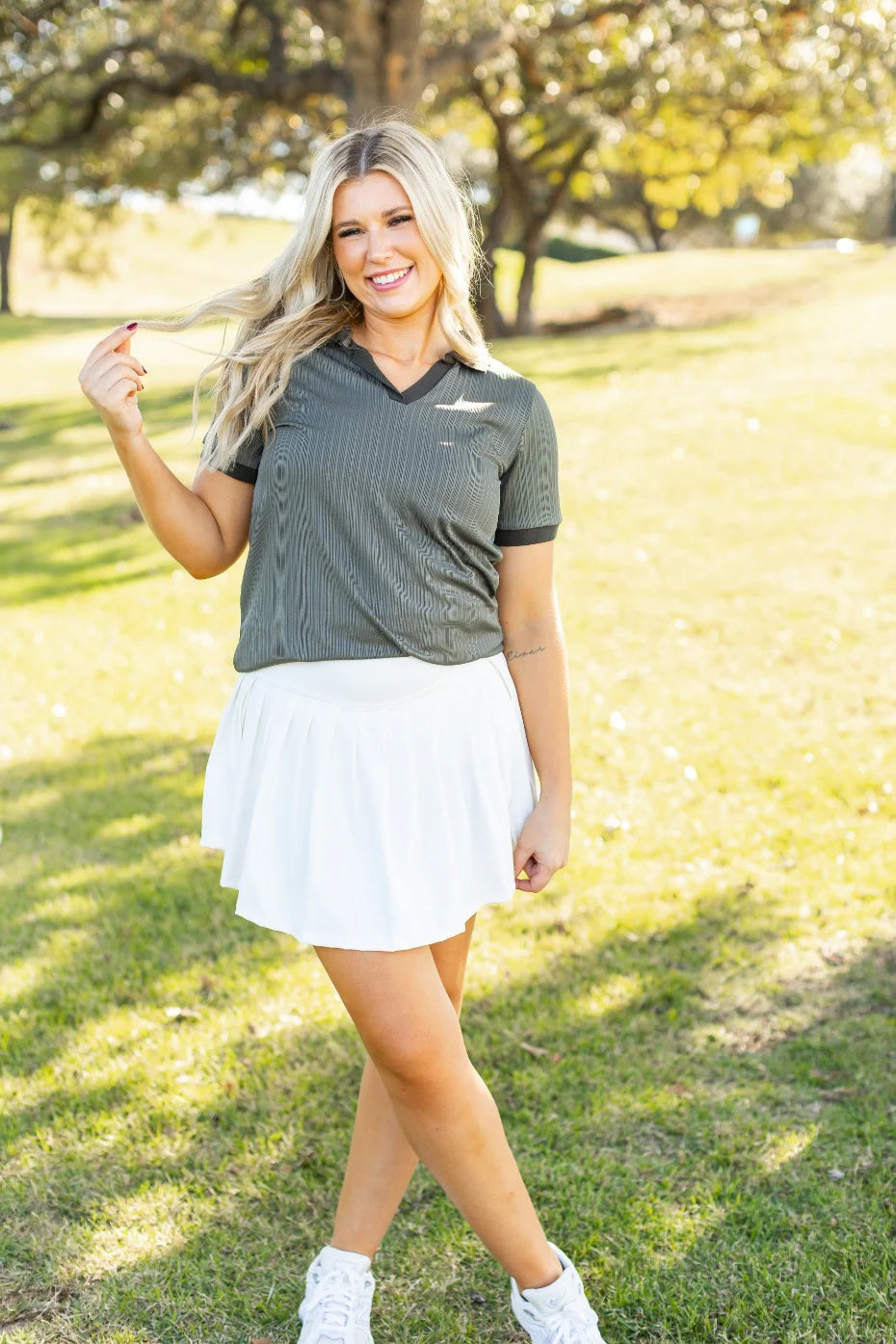 Ace the Day Collared Polo Top- Olive