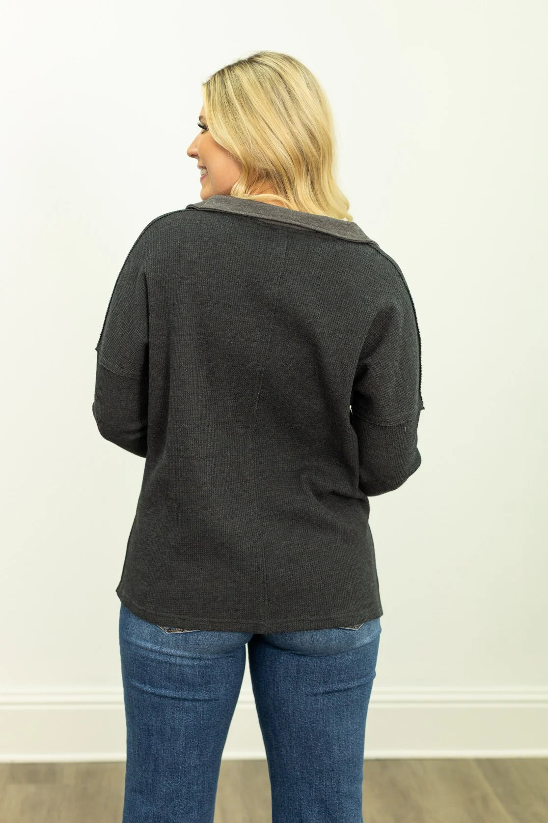 The Willow Thermal Pullover- BLACK