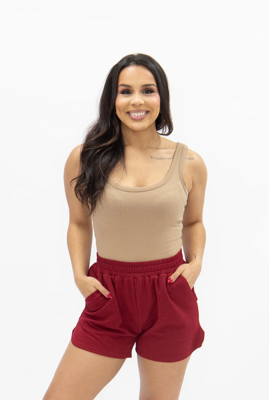 Maroon Knit Shorts