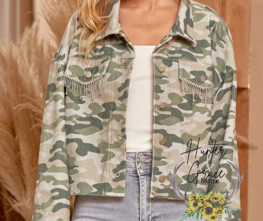 Rhinestones & Camo Jacket