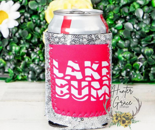 Lake Bum Sequin Can Cooler