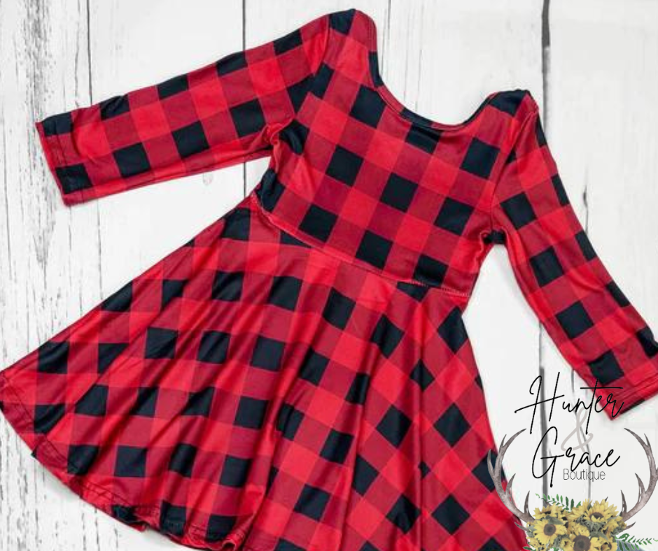 Red Buffalo Plaid Twirl Dress