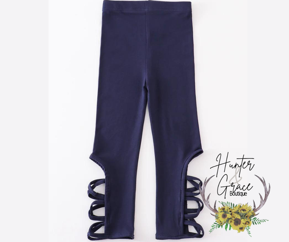 Navy Hollow Out Leggings