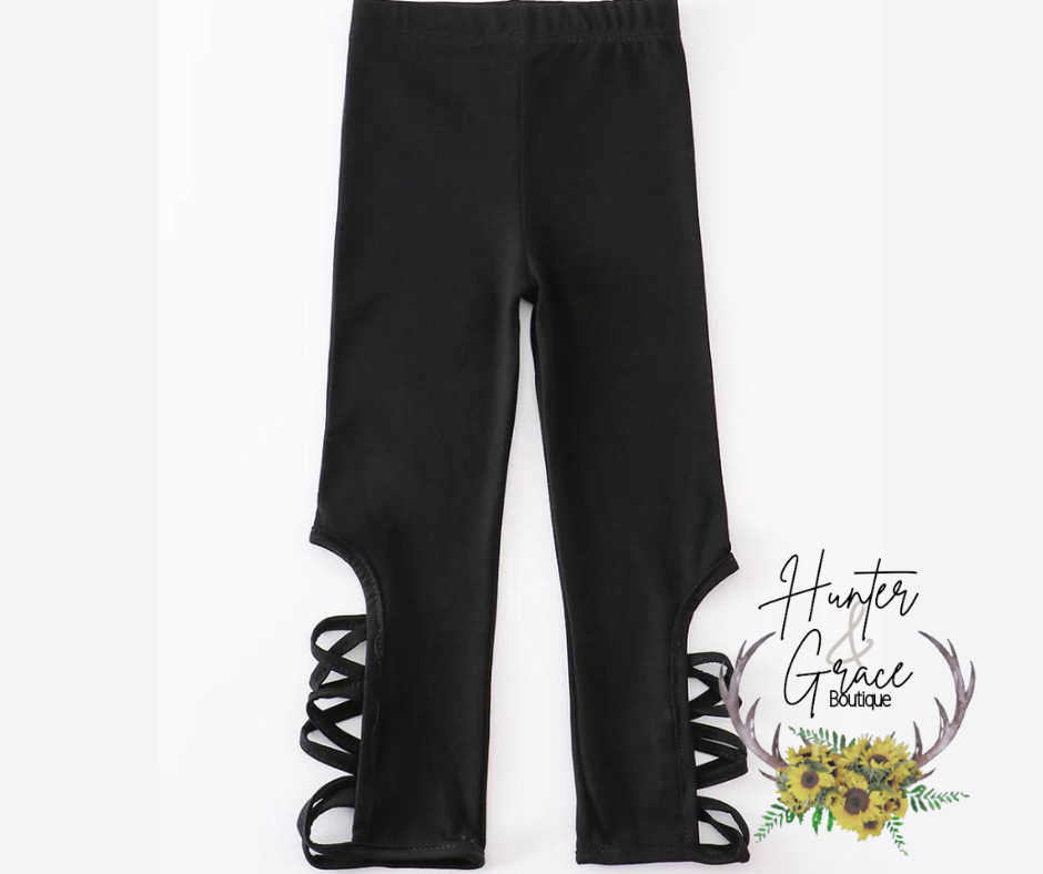 Black Hollow Out Leggings