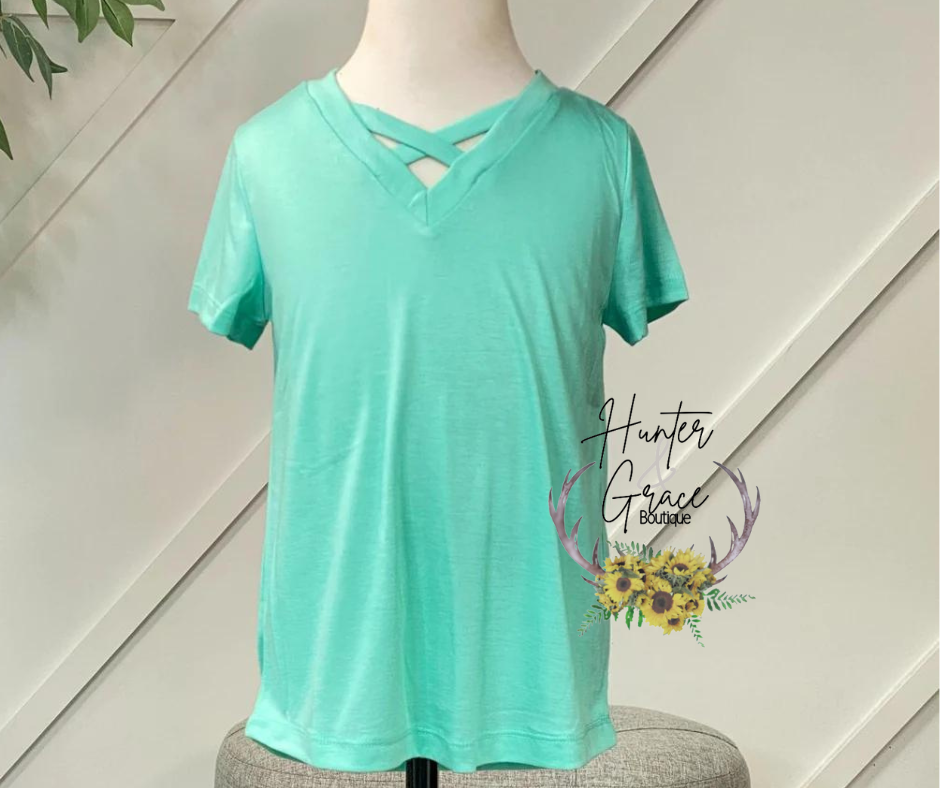 Girls' Tangled V-Neck Basics in Mint