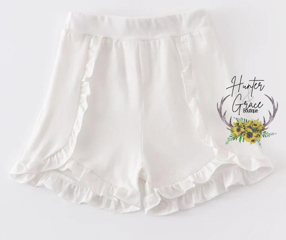 White Ruffle Shorts