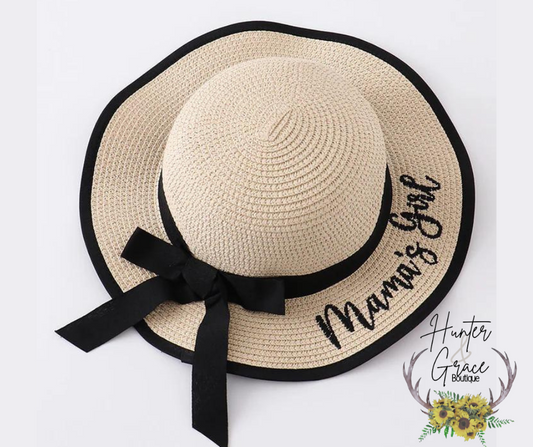 Mama's Girl BEIGE Straw Beach Hat