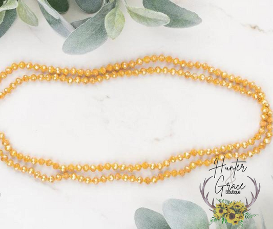 The Essential 60" Double Wrap Necklace- Mustard