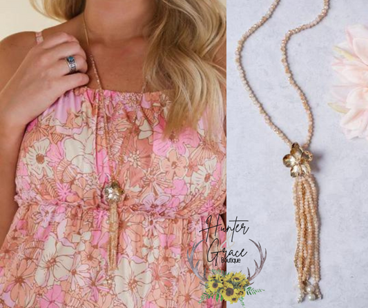 Impress Me- Gold Flower Tassel Pendant