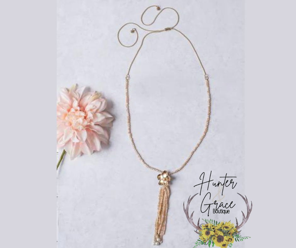 Impress Me- Gold Flower Tassel Pendant