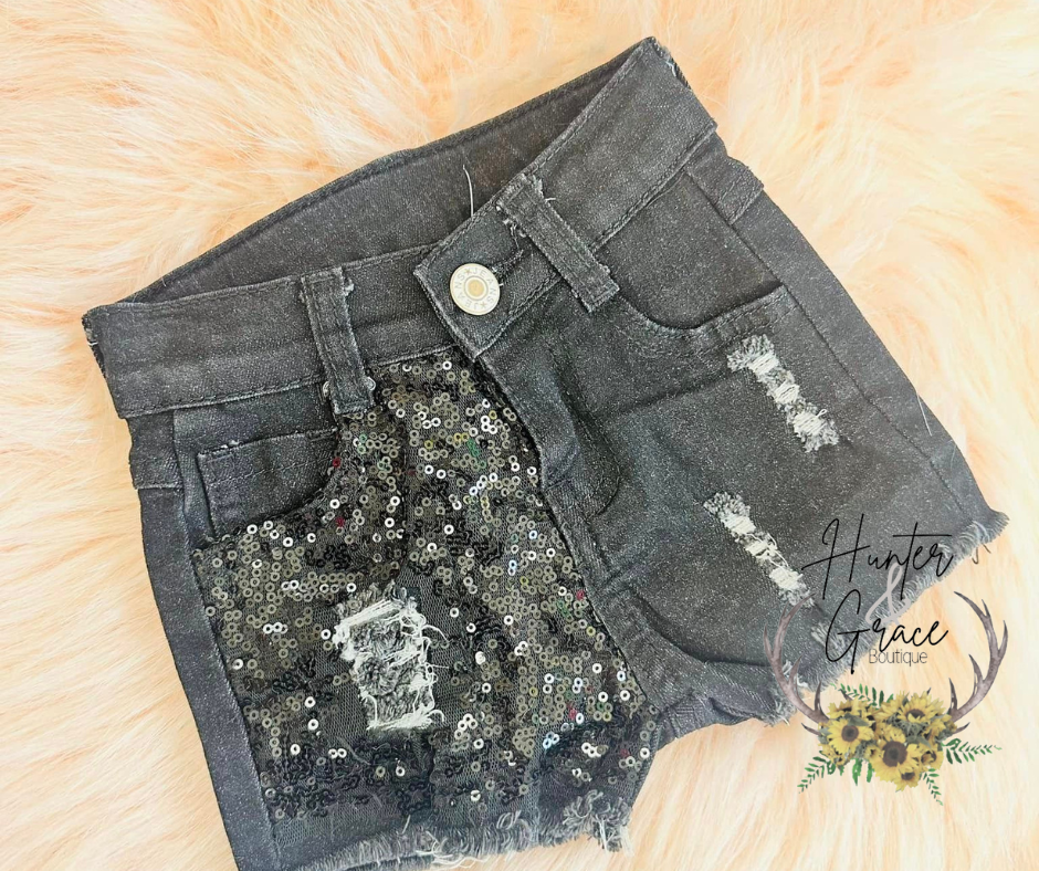 Black Distressed Denim Shorts