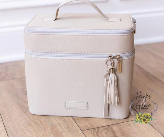 Beige Leather Duo Vanity Case