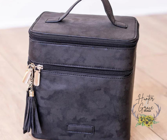 Black Leather Duo Vanity Case