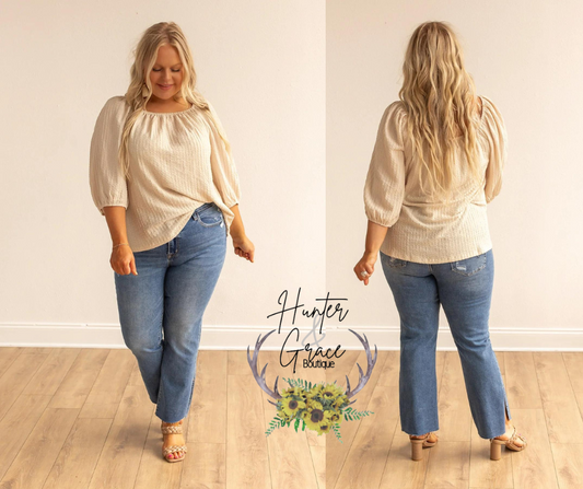 Beige Breeze Elegance Off The Shoulder Top