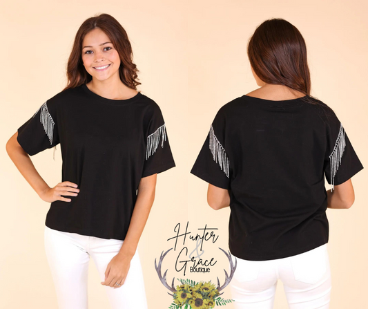 Glitzy Gal Black Tee