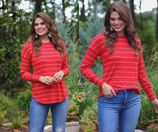 Sarah Striped Top - Red