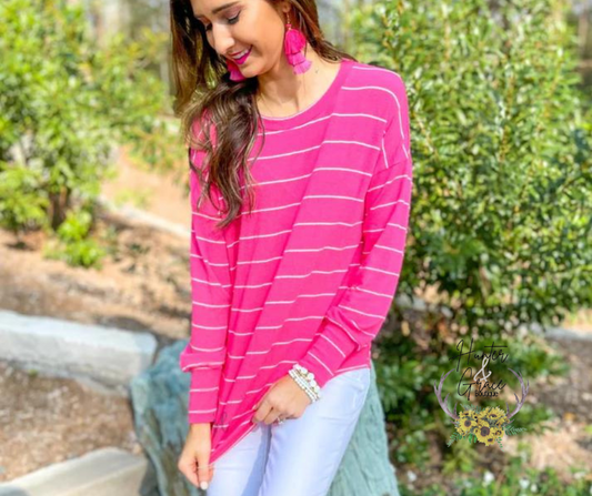 Sarah Striped Top - Pink