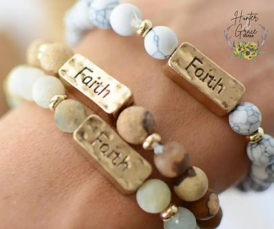 Faith Stone Stretch Bracelet Religious Christian Jewelry