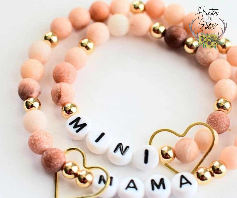 Mama and Mini Pink Gold Bead Set