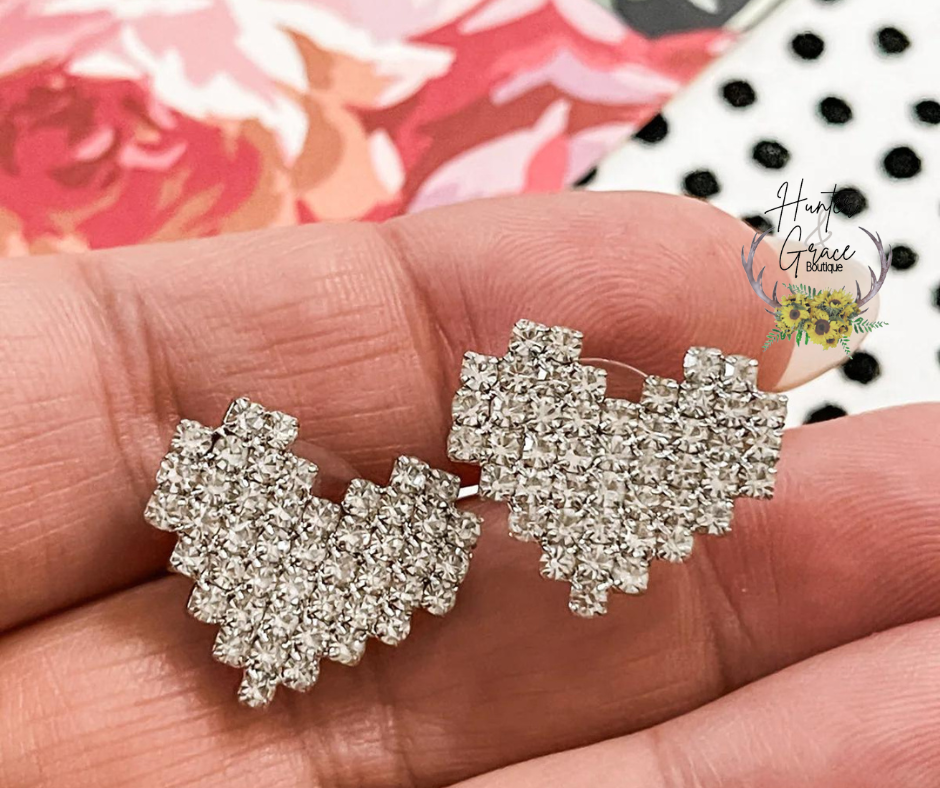 Rhinestone Heart Earrings