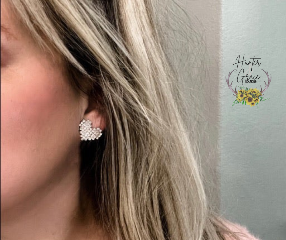 Rhinestone Heart Earrings