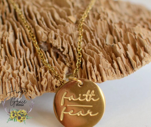 Faith Over Fear Gold Necklace