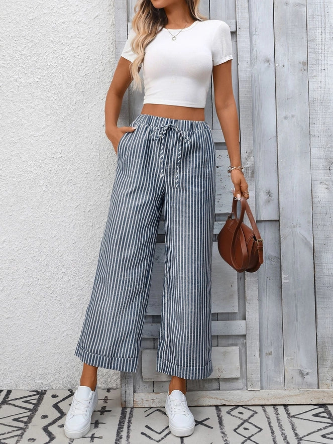 Coastal Stripe Wide Leg Pants