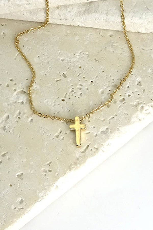 Classic Mini Cross Necklace- Gold